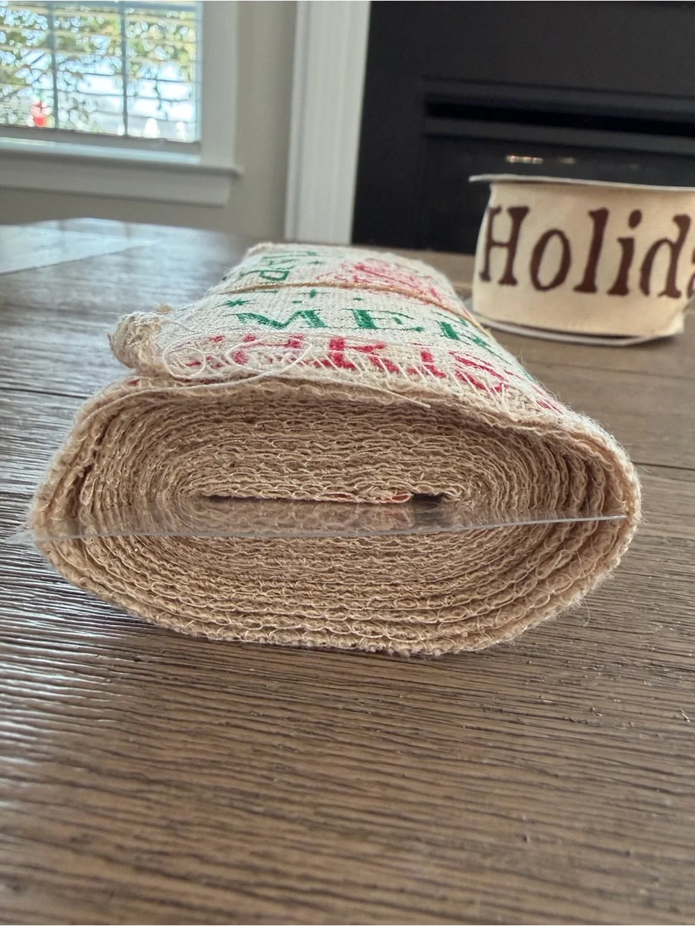 Celebrate It Burlap Holiday Ribbon - Natural, Brown, Red & Green